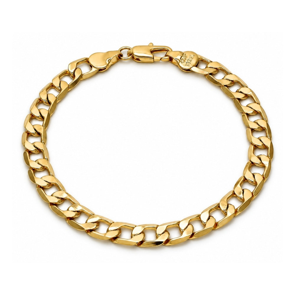 Oro Laminado Basic Bracelet, Gold Filled Style Curb Design, Polished, Golden Finish