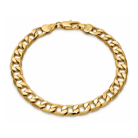 Oro Laminado Basic Bracelet, Gold Filled Style Curb Design, Polished, Golden Finish