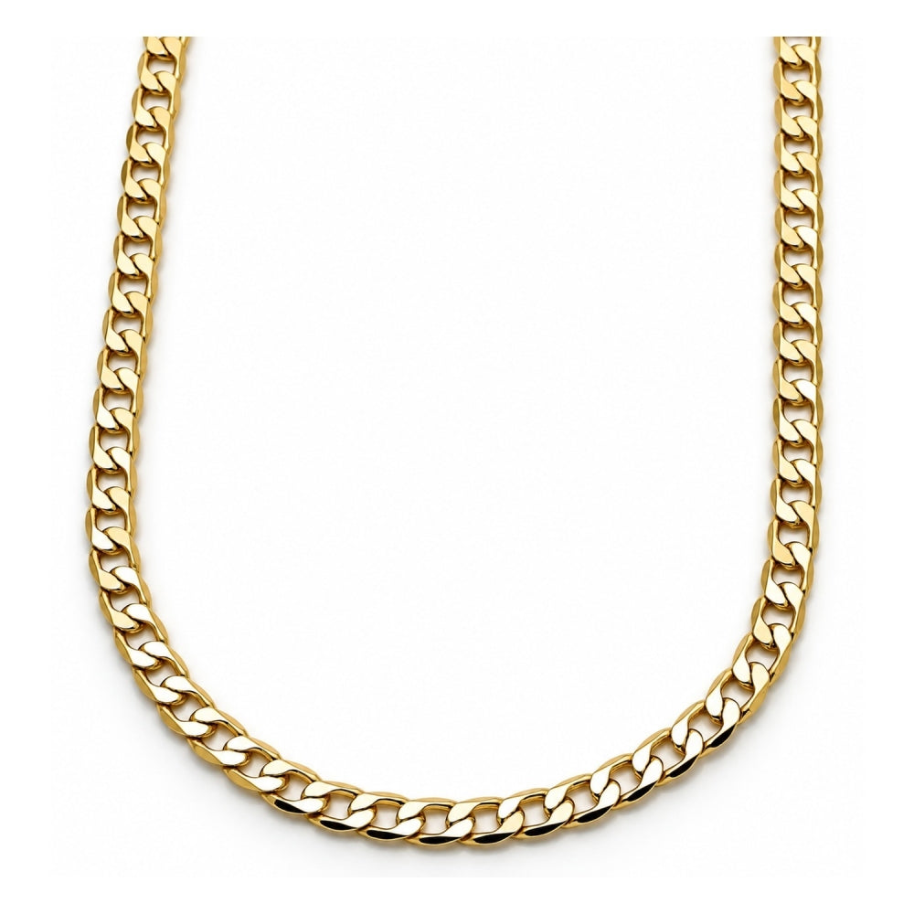 Oro Laminado Basic Necklace, Gold Filled Style Curb Design, Polished, Golden Finish