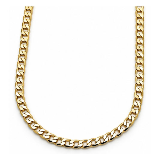 Oro Laminado Basic Necklace, Gold Filled Style Curb Design, Polished, Golden Finish