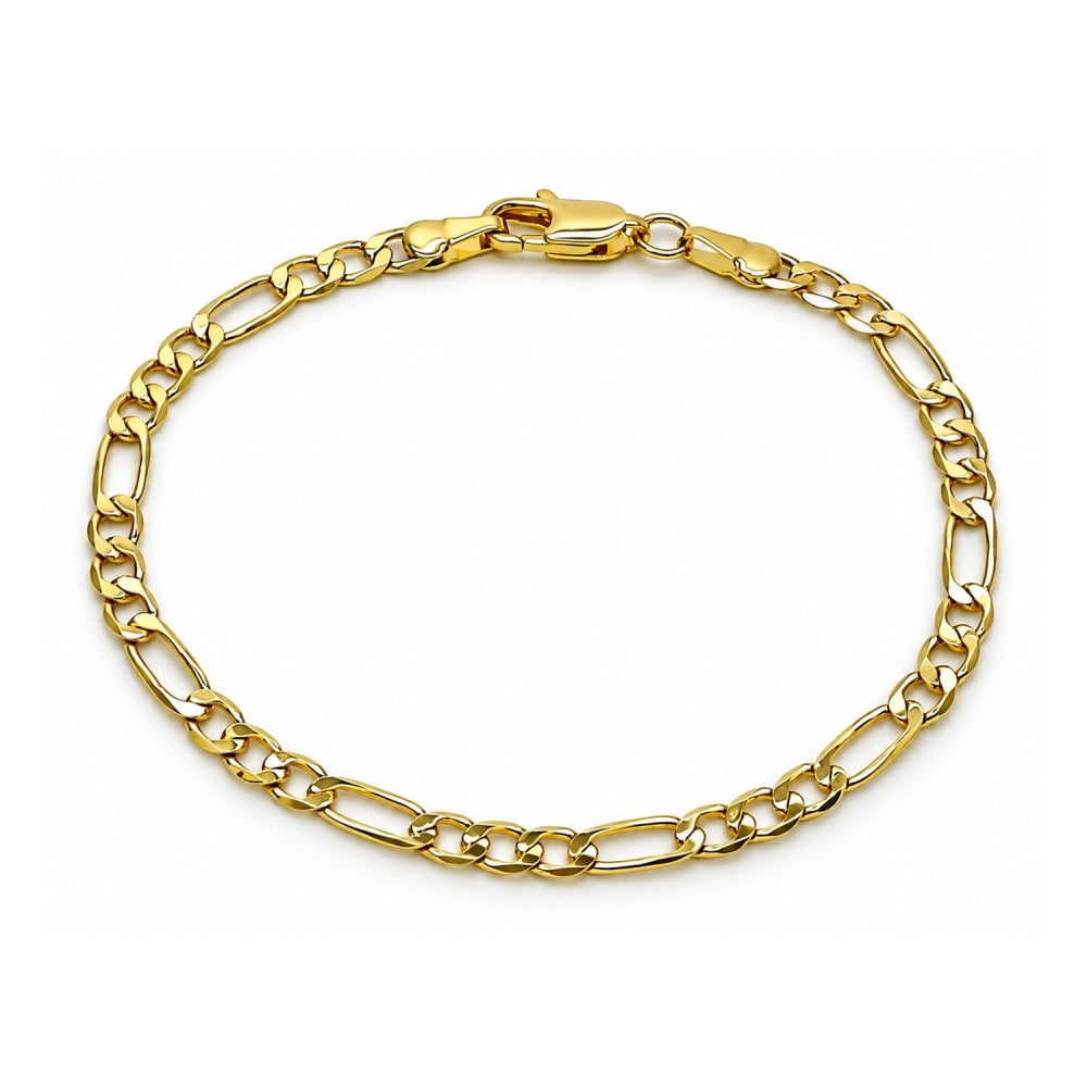 Oro Laminado Basic Bracelet, Gold Filled Style Figaro Design, Polished, Golden Finish