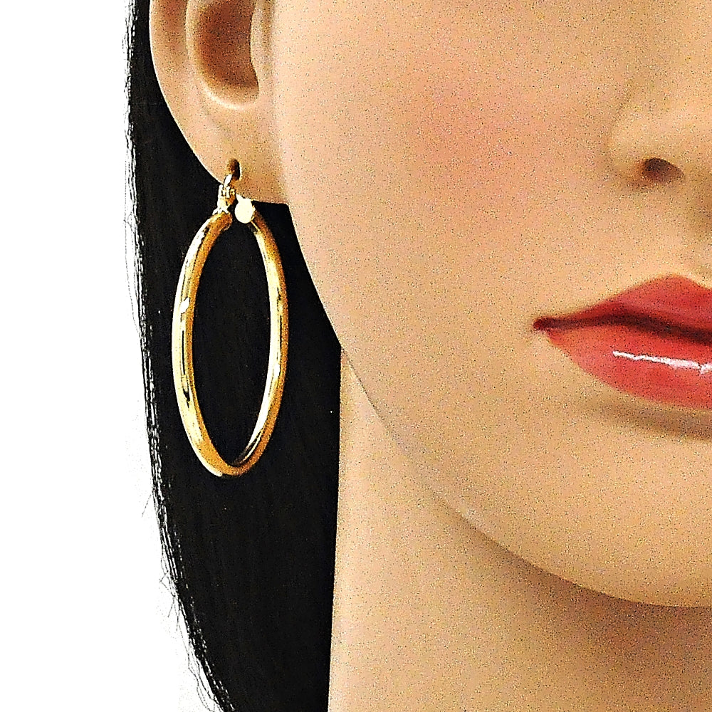Oro Laminado Large Hoop, Gold Filled Style Polished, Golden Finish