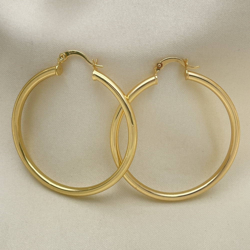 Oro Laminado Large Hoop, Gold Filled Style Polished, Golden Finish