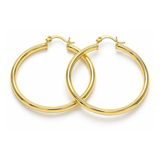 Oro Laminado Large Hoop, Gold Filled Style Polished, Golden Finish