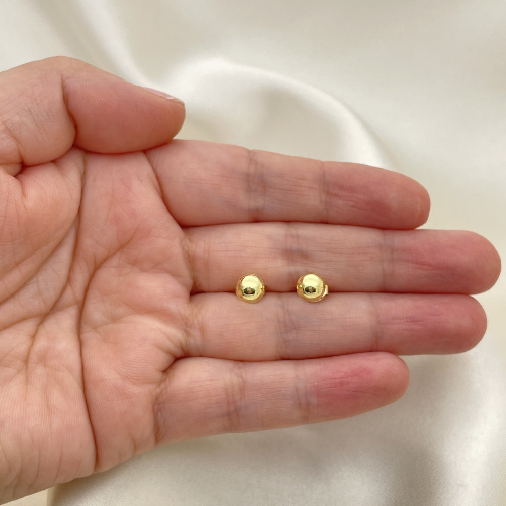 Oro Laminado Stud Earring, Gold Filled Style Ball Design, Polished, Golden Finish