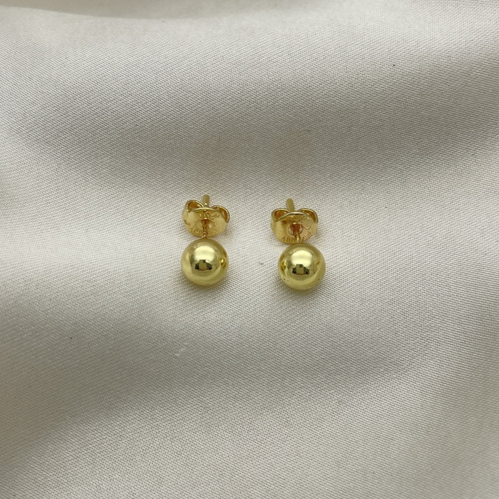 Oro Laminado Stud Earring, Gold Filled Style Ball Design, Polished, Golden Finish