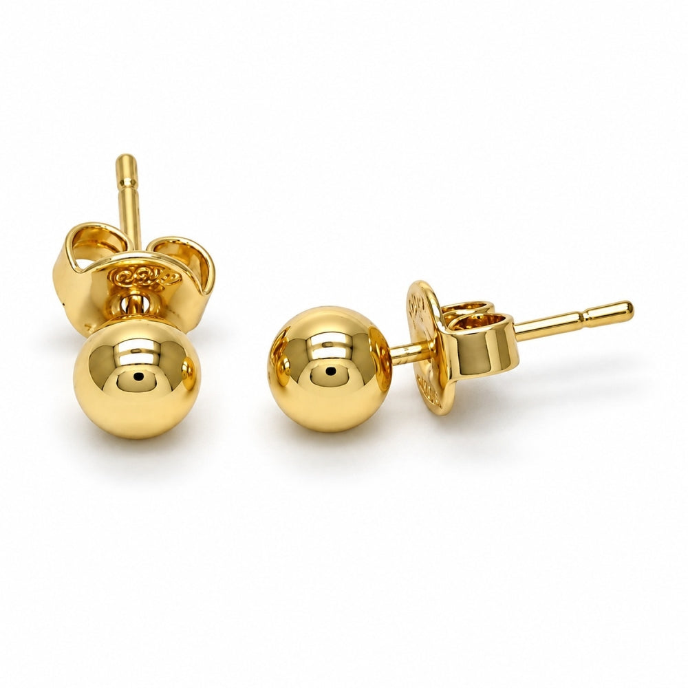 Oro Laminado Stud Earring, Gold Filled Style Ball Design, Polished, Golden Finish