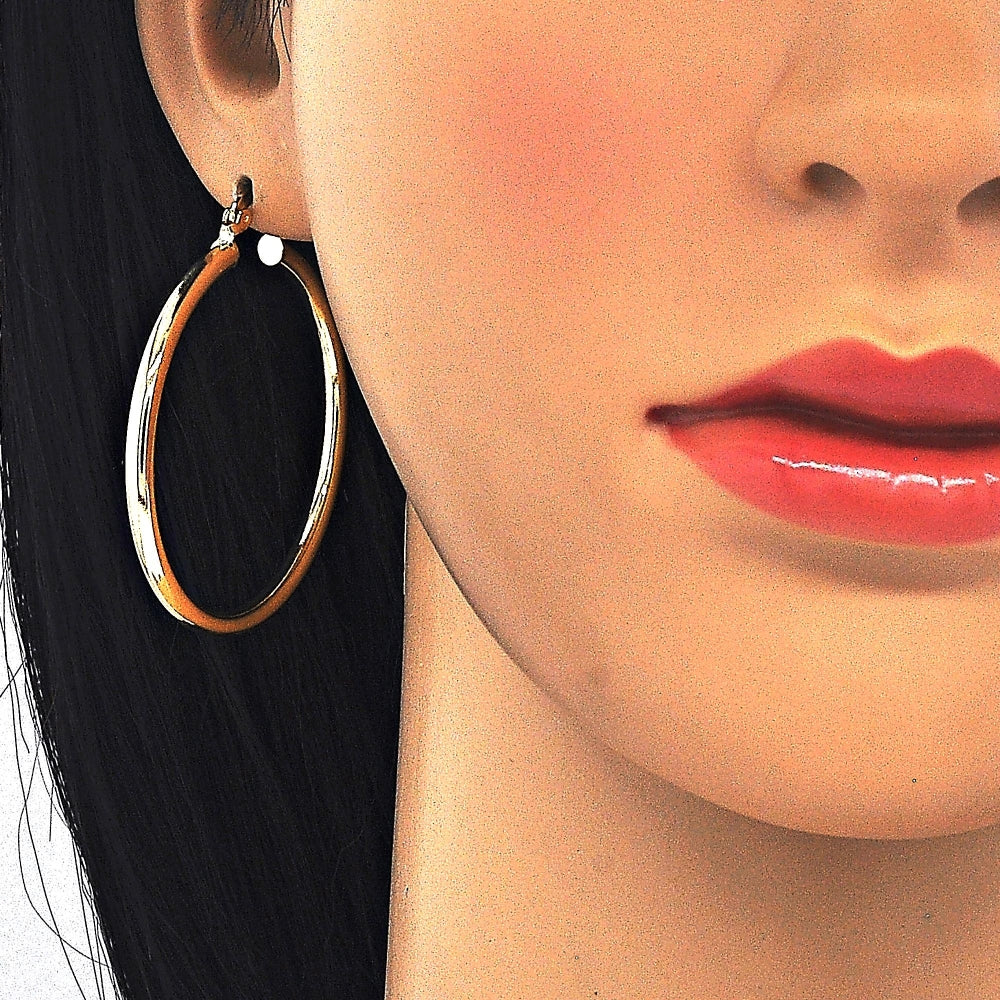 Oro Laminado Medium Hoop, Gold Filled Style Hollow Design, Polished, Golden Finish