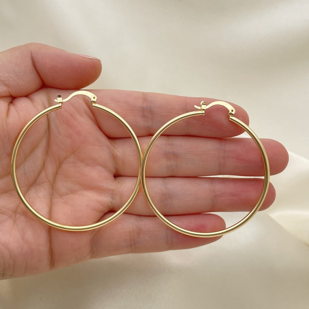 Oro Laminado Large Hoop, Gold Filled Style Polished, Golden Finish