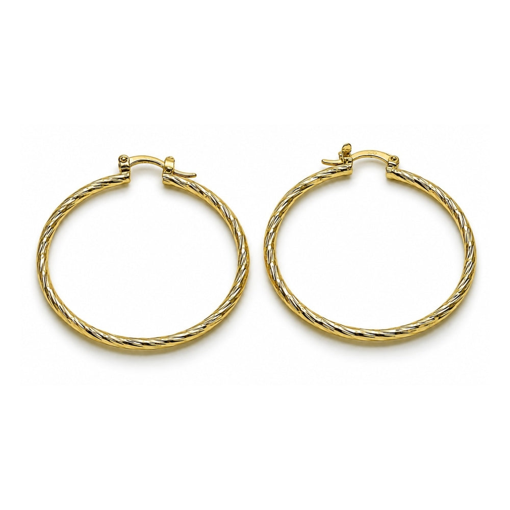 Oro Laminado Medium Hoop, Gold Filled Style Brushed Finish, Golden Finish