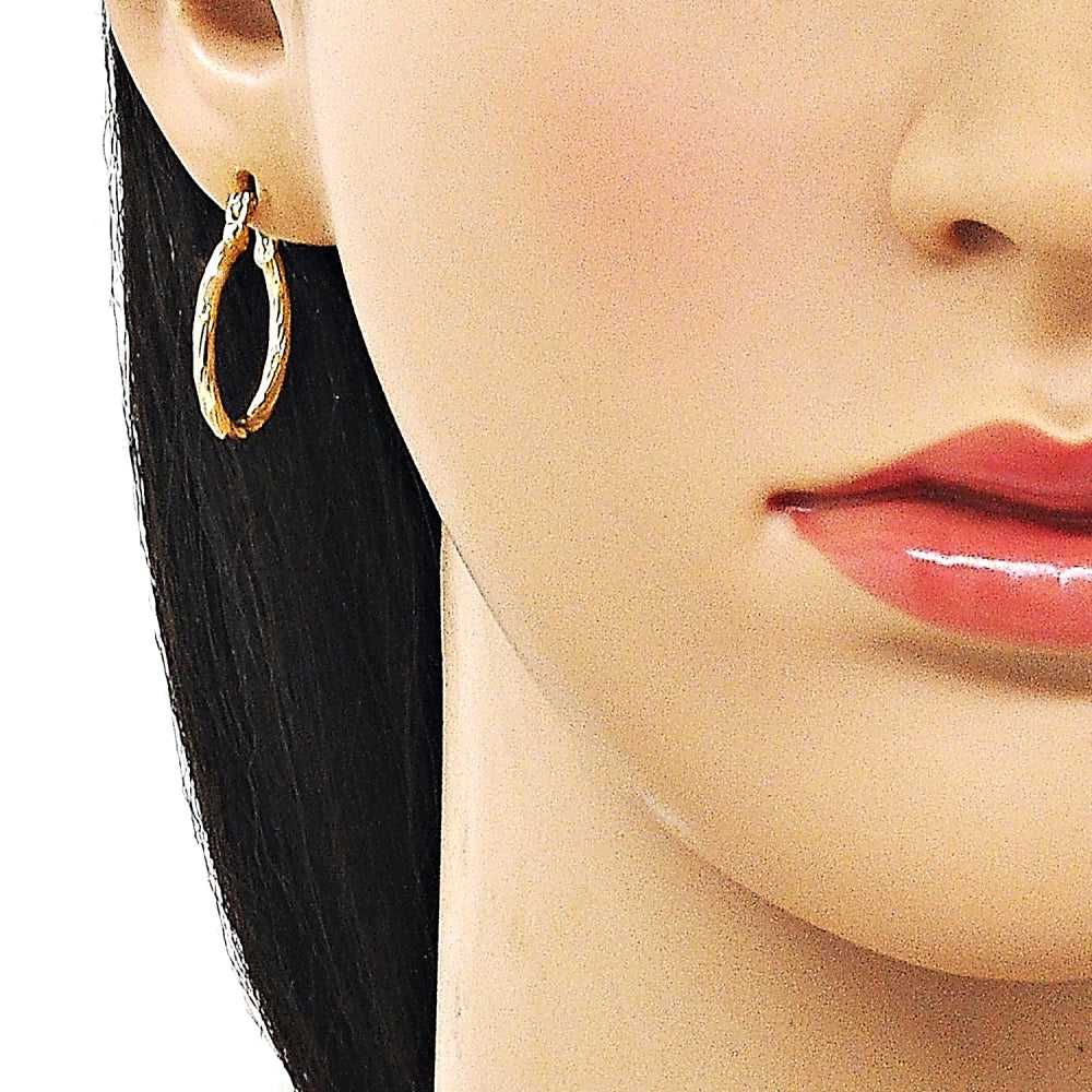 Oro Laminado Small Hoop, Gold Filled Style Brushed Finish, Golden Finish