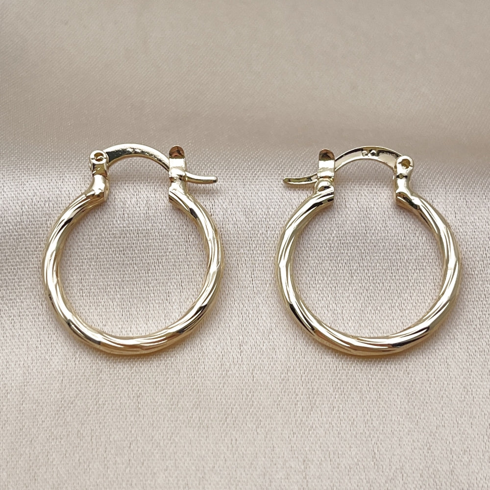 Oro Laminado Small Hoop, Gold Filled Style Brushed Finish, Golden Finish