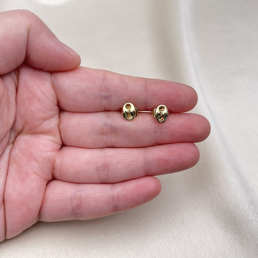 Oro Laminado Stud Earring, Gold Filled Style Puff Mariner Design, Polished, Golden Finish