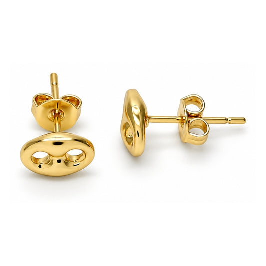 Oro Laminado Stud Earring, Gold Filled Style Puff Mariner Design, Polished, Golden Finish