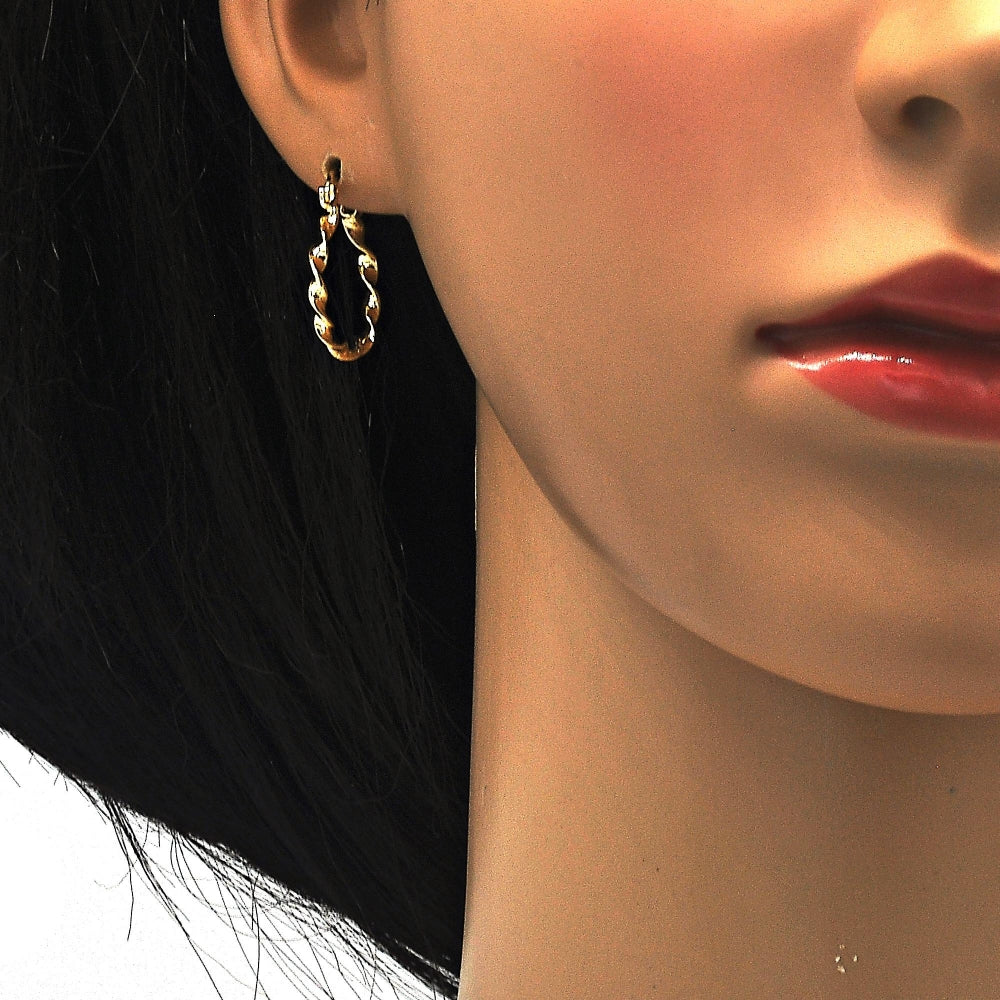 Oro Laminado Small Hoop, Gold Filled Style Twist Design, Matte Finish, Golden Finish