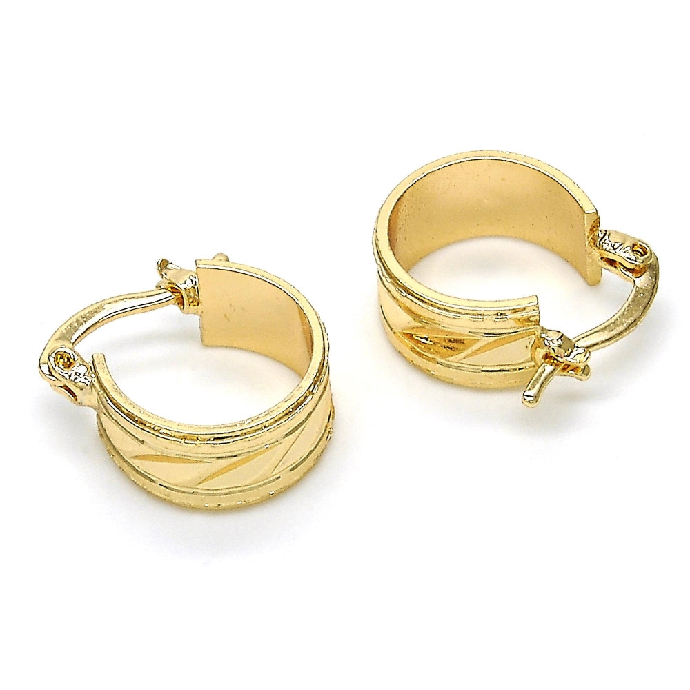 Oro Laminado Small Hoop, Gold Filled Style Diamond Cutting Finish, Golden Finish