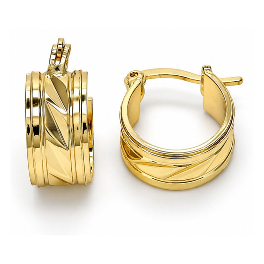 Oro Laminado Small Hoop, Gold Filled Style Diamond Cutting Finish, Golden Finish