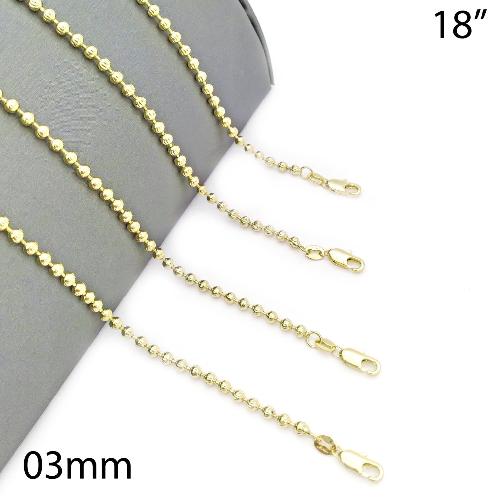 Oro Laminado Basic Necklace, Gold Filled Style Ball Design, Diamond Cutting Finish, Golden Finish