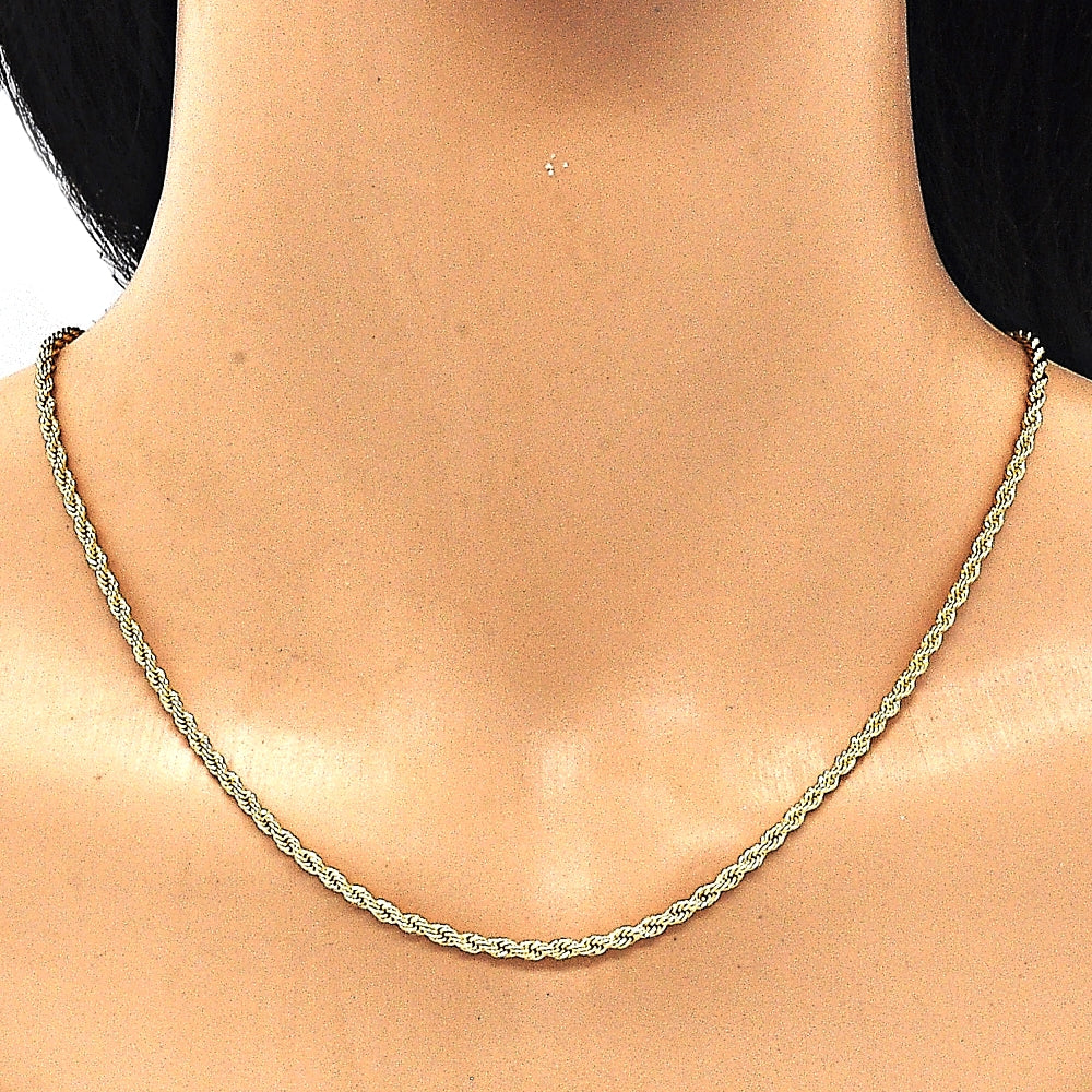 Oro Laminado Basic Necklace, Gold Filled Style Rope Design, Polished, Golden Finish