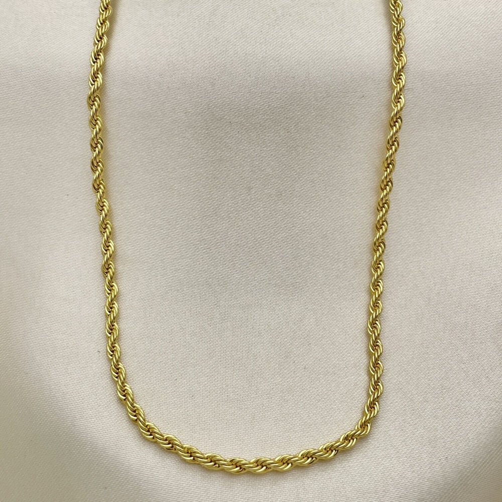 Oro Laminado Basic Necklace, Gold Filled Style Rope Design, Polished, Golden Finish