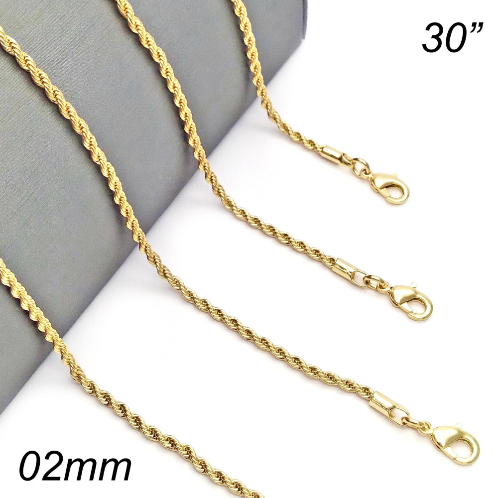 Oro Laminado Basic Necklace, Gold Filled Style Rope Design, Polished, Golden Finish
