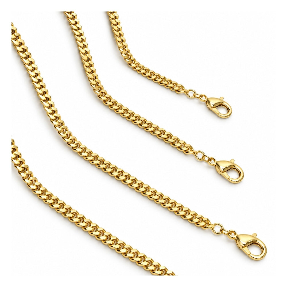 Oro Laminado Basic Necklace, Gold Filled Style Miami Cuban Design, Polished, Golden Finish