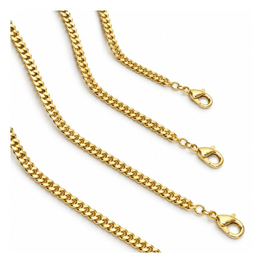 Oro Laminado Basic Necklace, Gold Filled Style Miami Cuban Design, Polished, Golden Finish