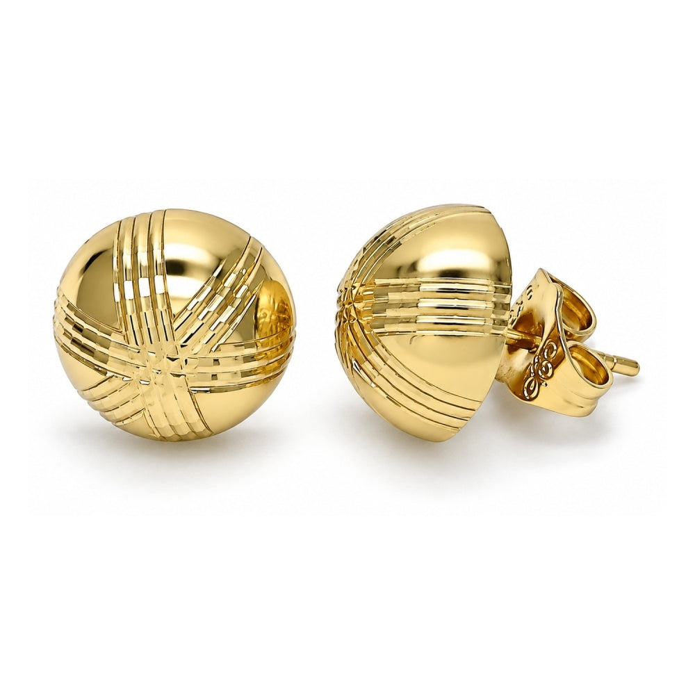 Oro Laminado Stud Earring, Gold Filled Style Diamond Cutting Finish, Golden Finish