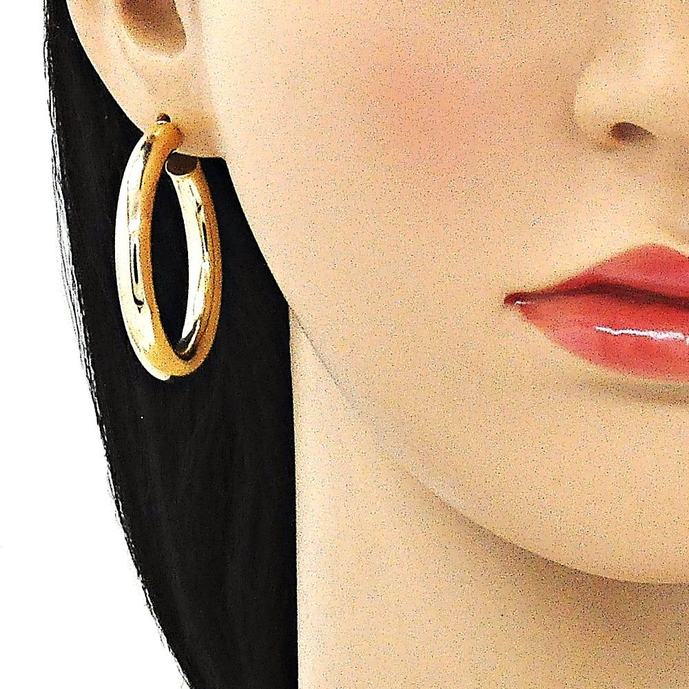 Oro Laminado Stud Earring, Gold Filled Style Hollow Design, Polished, Golden Finish