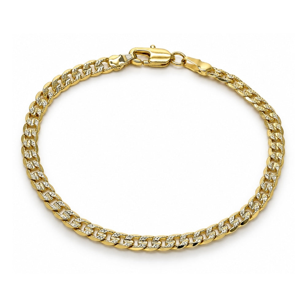 Oro Laminado Basic Bracelet, Gold Filled Style Curb Design, Polished, Golden Finish
