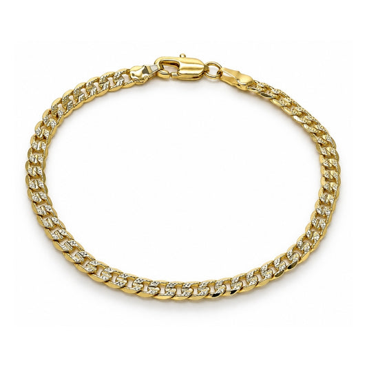 Oro Laminado Basic Bracelet, Gold Filled Style Curb Design, Polished, Golden Finish