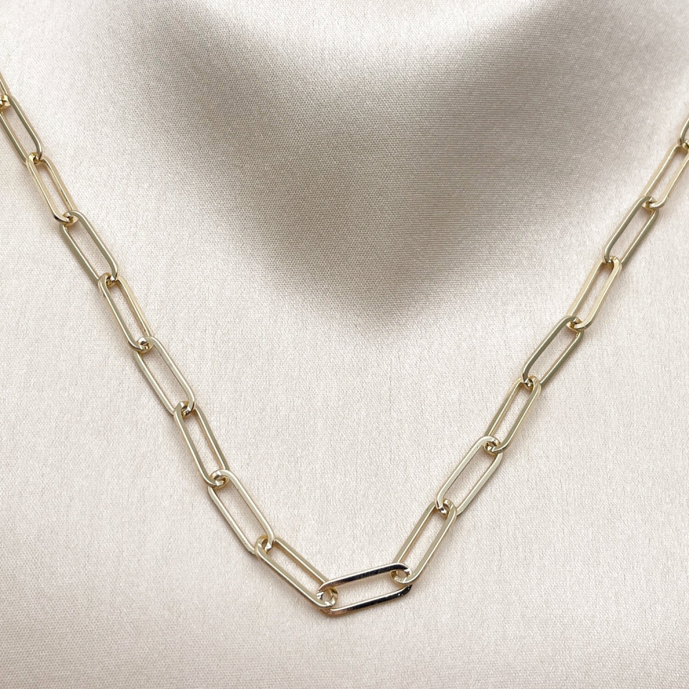 Oro Laminado Basic Necklace, Gold Filled Style Paperclip Design, Polished, Golden Finish