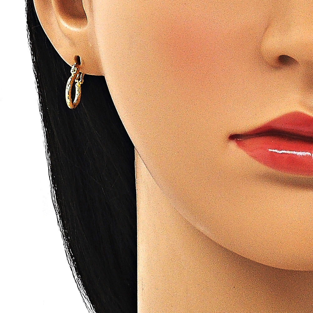 Oro Laminado Small Hoop, Gold Filled Style Diamond Cutting Finish, Golden Finish