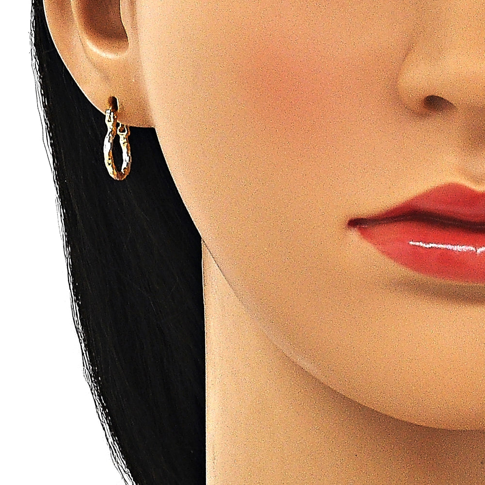 Oro Laminado Small Hoop, Gold Filled Style Diamond Cutting Finish, Tricolor