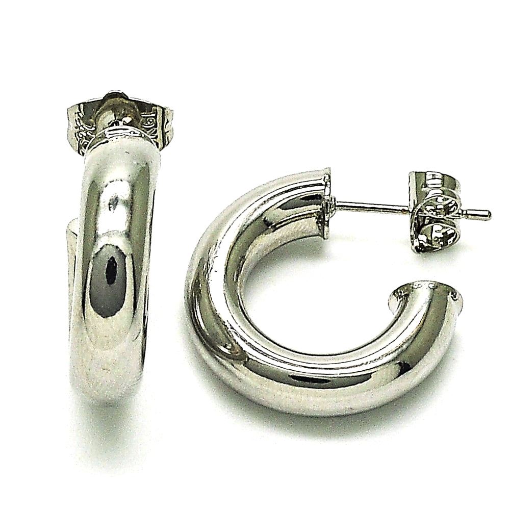 Oro Laminado Stud Earring, Gold Filled Style Polished, Rhodium Finish