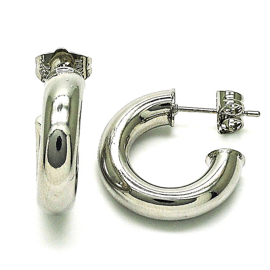 Oro Laminado Stud Earring, Gold Filled Style Polished, Rhodium Finish