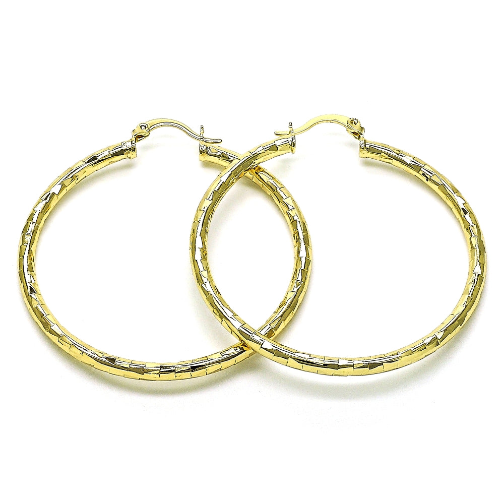 Oro Laminado Large Hoop, Gold Filled Style Polished, Golden Finish