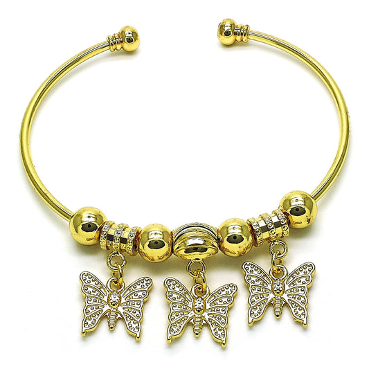 Oro Laminado Individual Bangle, Gold Filled Style Butterfly Design, Polished, Golden Finish