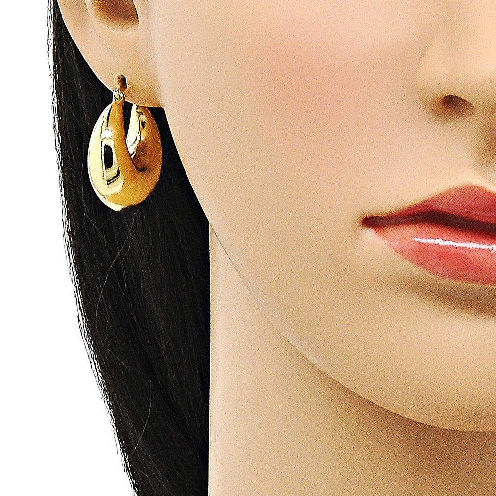 Oro Laminado Medium Hoop, Gold Filled Style Hollow Design, Polished, Golden Finish