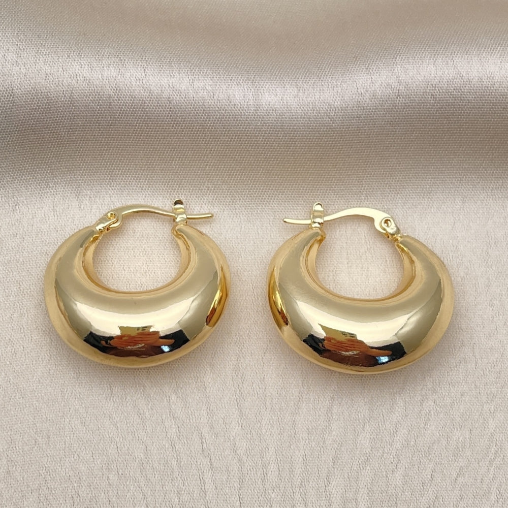 Oro Laminado Medium Hoop, Gold Filled Style Hollow Design, Polished, Golden Finish