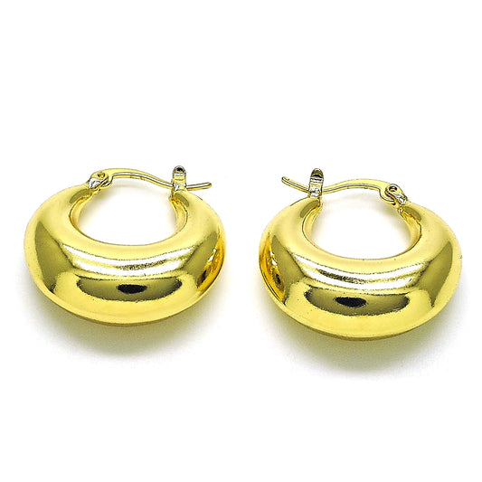Oro Laminado Medium Hoop, Gold Filled Style Hollow Design, Polished, Golden Finish