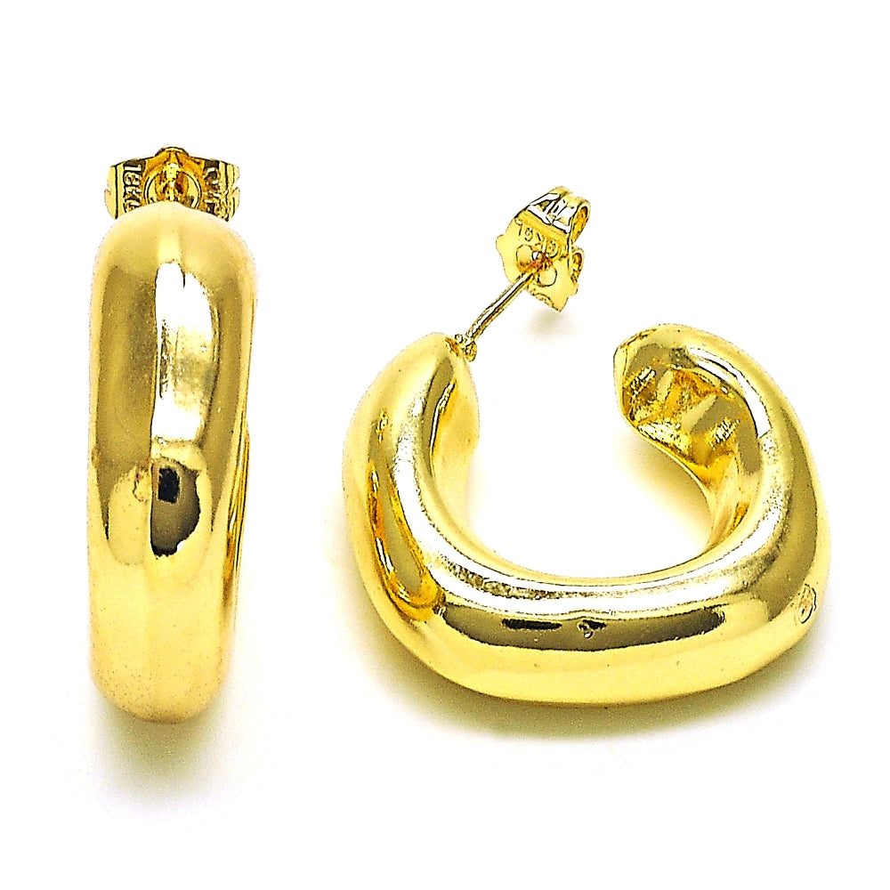 Oro Laminado Stud Earring, Gold Filled Style Hollow Design, Polished, Golden Finish