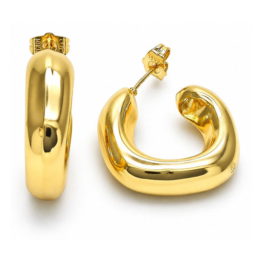 Oro Laminado Stud Earring, Gold Filled Style Hollow Design, Polished, Golden Finish