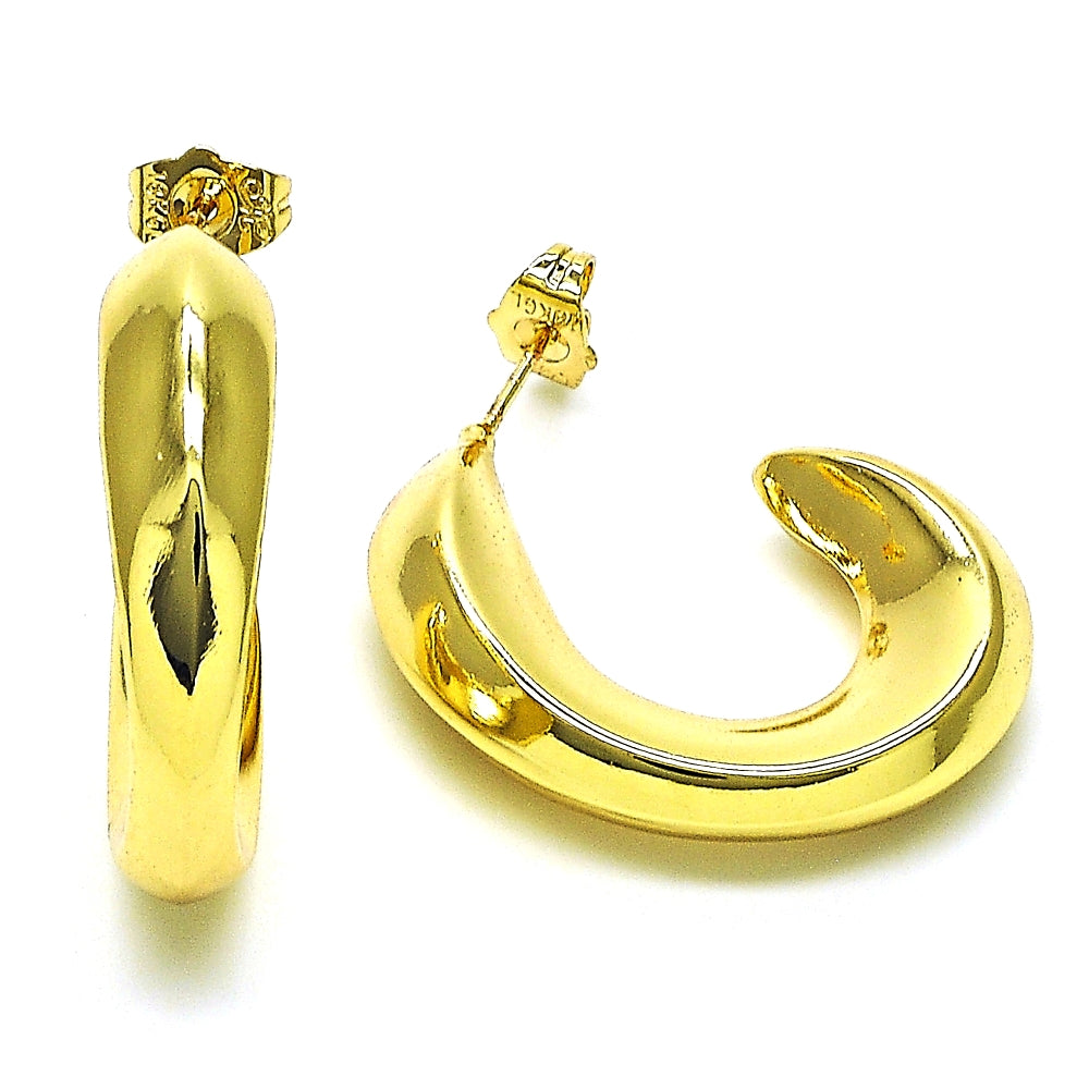 Oro Laminado Stud Earring, Gold Filled Style Hollow Design, Polished, Golden Finish