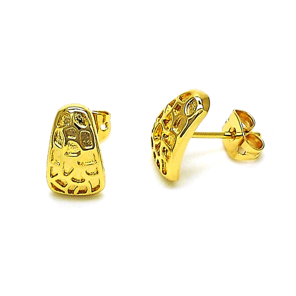 Oro Laminado Stud Earring, Gold Filled Style Polished, Golden Finish