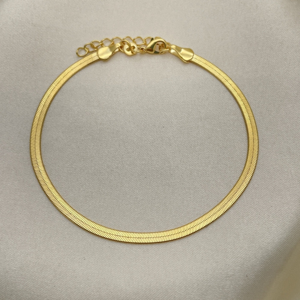 Oro Laminado Basic Bracelet, Gold Filled Style Herringbone Design, Polished, Golden Finish