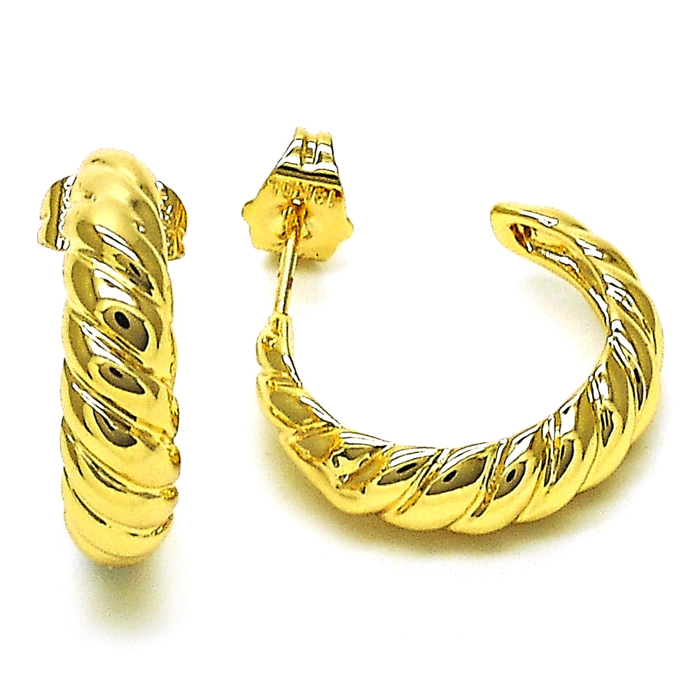Oro Laminado Small Hoop, Gold Filled Style Diamond Cutting Finish, Golden Finish
