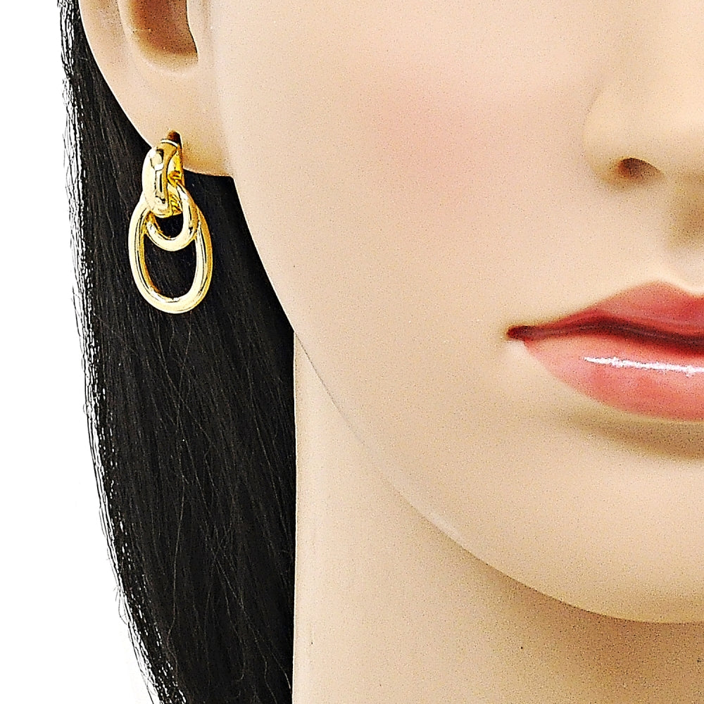 Oro Laminado Stud Earring, Gold Filled Style Polished, Golden Finish