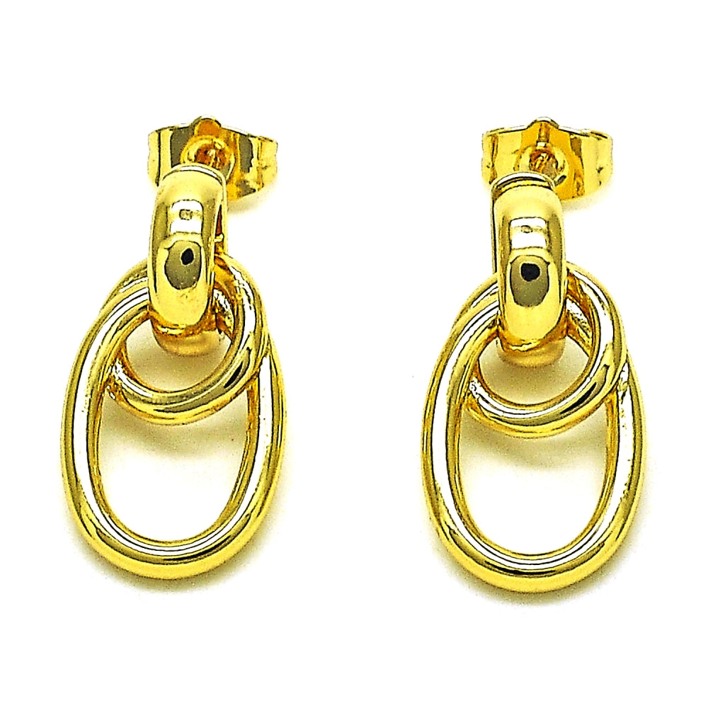 Oro Laminado Stud Earring, Gold Filled Style Polished, Golden Finish