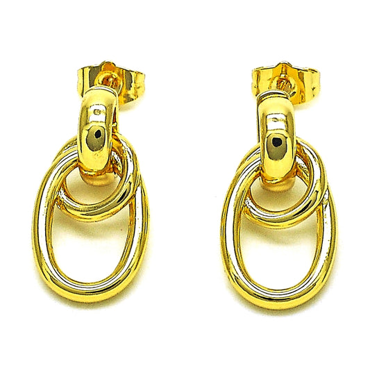 Oro Laminado Stud Earring, Gold Filled Style Polished, Golden Finish